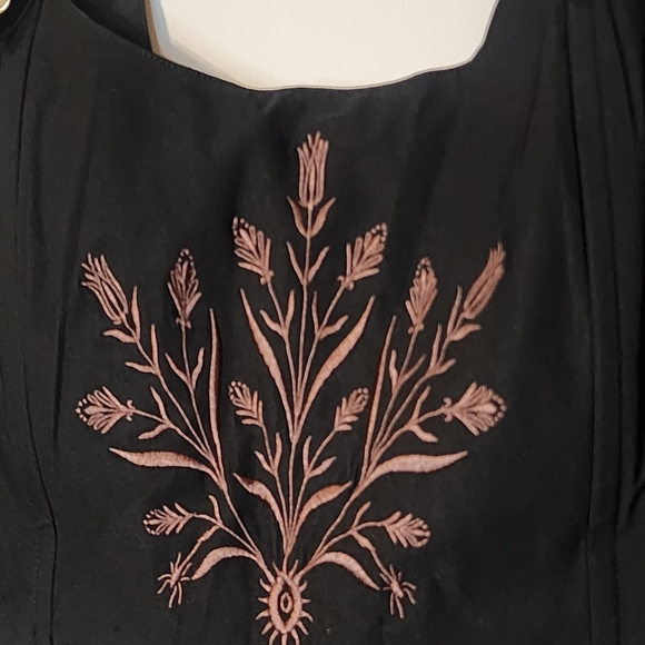 Cybele Embroidered Crop Corset Top Black Floral Embroidered Women's Top - Picture 7 of 9